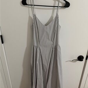 Babaton Strapless Gray Striped Dress